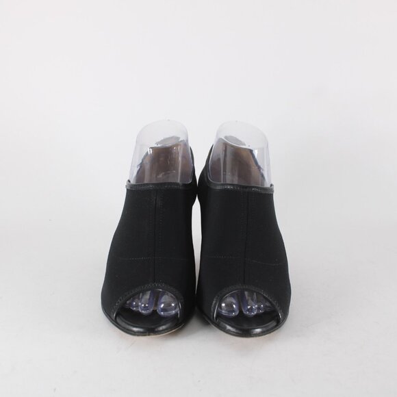 Taryn Rose Heels Sz 38 Black Open Toe Ankle Micro Fiber Leather Sole 3" Heels - Picture 4 of 13